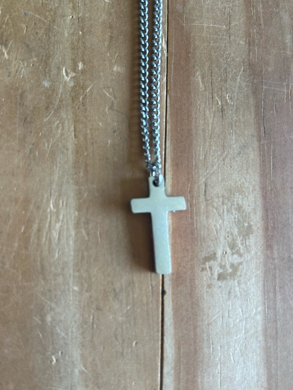 Men's Stainless Steel Cross Pendant Necklace - Silver